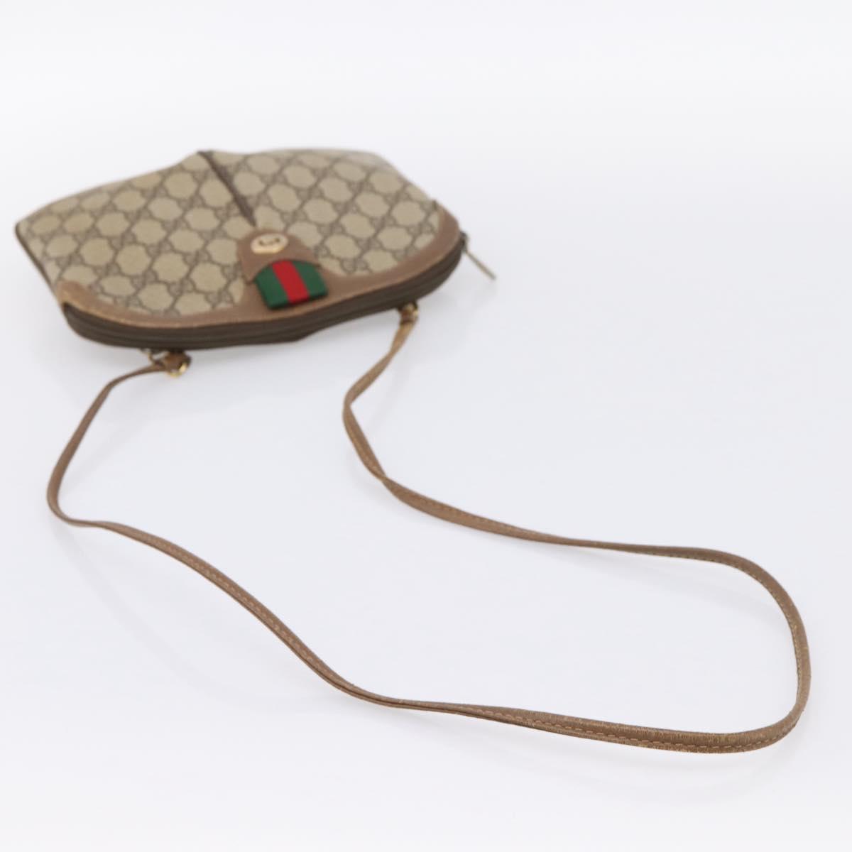 GUCCI GG Supreme Web Sherry Line Bag PVC Beige Gold 904 02 047 Auth ka5750