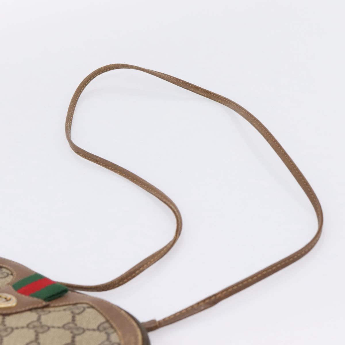 GUCCI GG Supreme Web Sherry Line Bag PVC Beige Gold 904 02 047 Auth ka5750