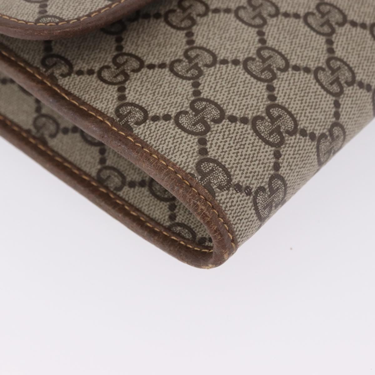 GUCCI GG Supreme Shoulder Bag PVC Beige Gold Auth ka5761