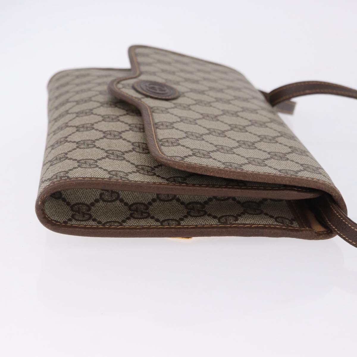GUCCI GG Supreme Shoulder Bag PVC Beige Gold Auth ka5761