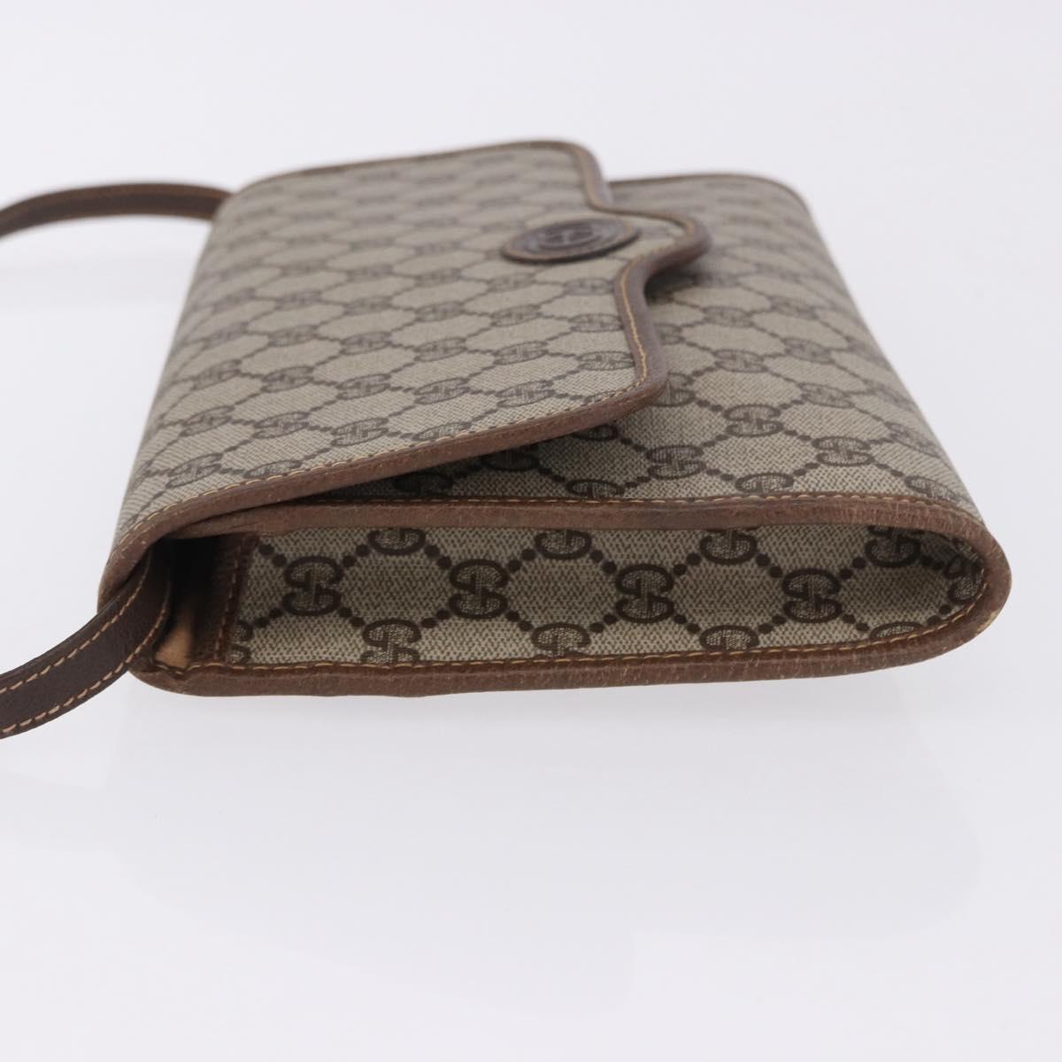 GUCCI GG Supreme Shoulder Bag PVC Beige Gold Auth ka5761
