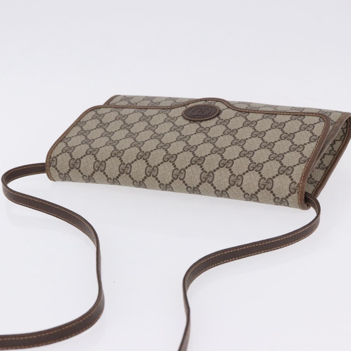 GUCCI GG Supreme Shoulder Bag PVC Beige Gold Auth ka5761