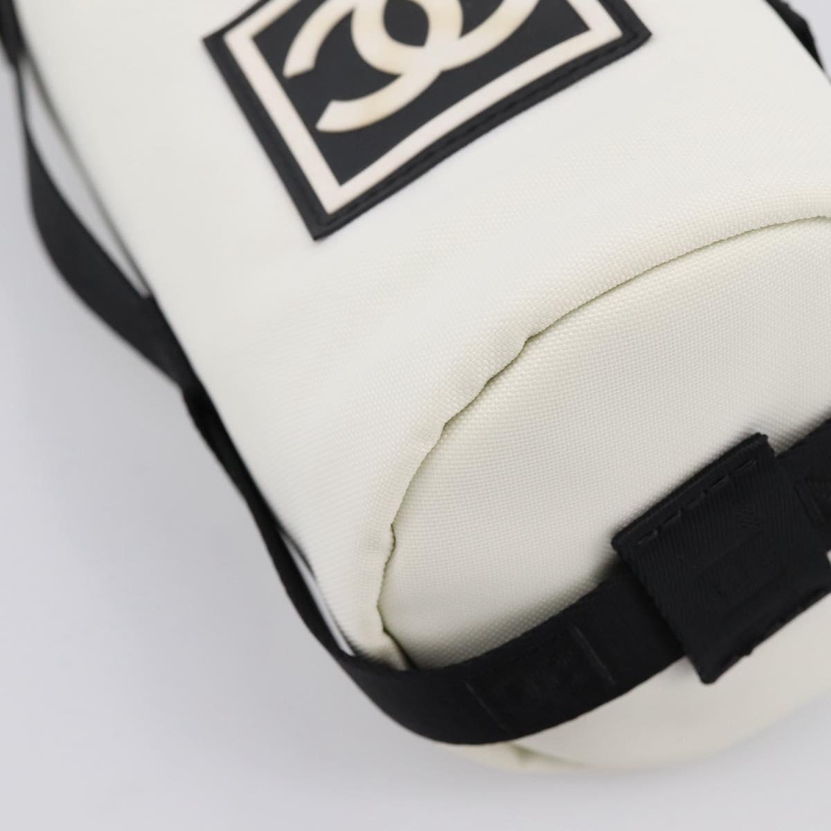 CHANEL Sports Drink Holder Nylon White Black CC Auth ka5764A