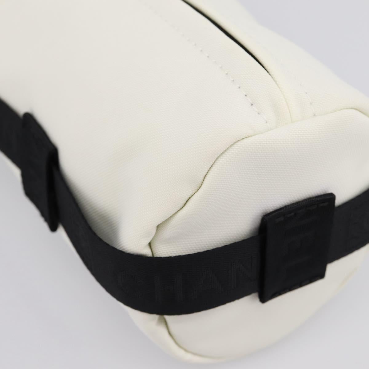 CHANEL Sports Drink Holder Nylon White Black CC Auth ka5764A