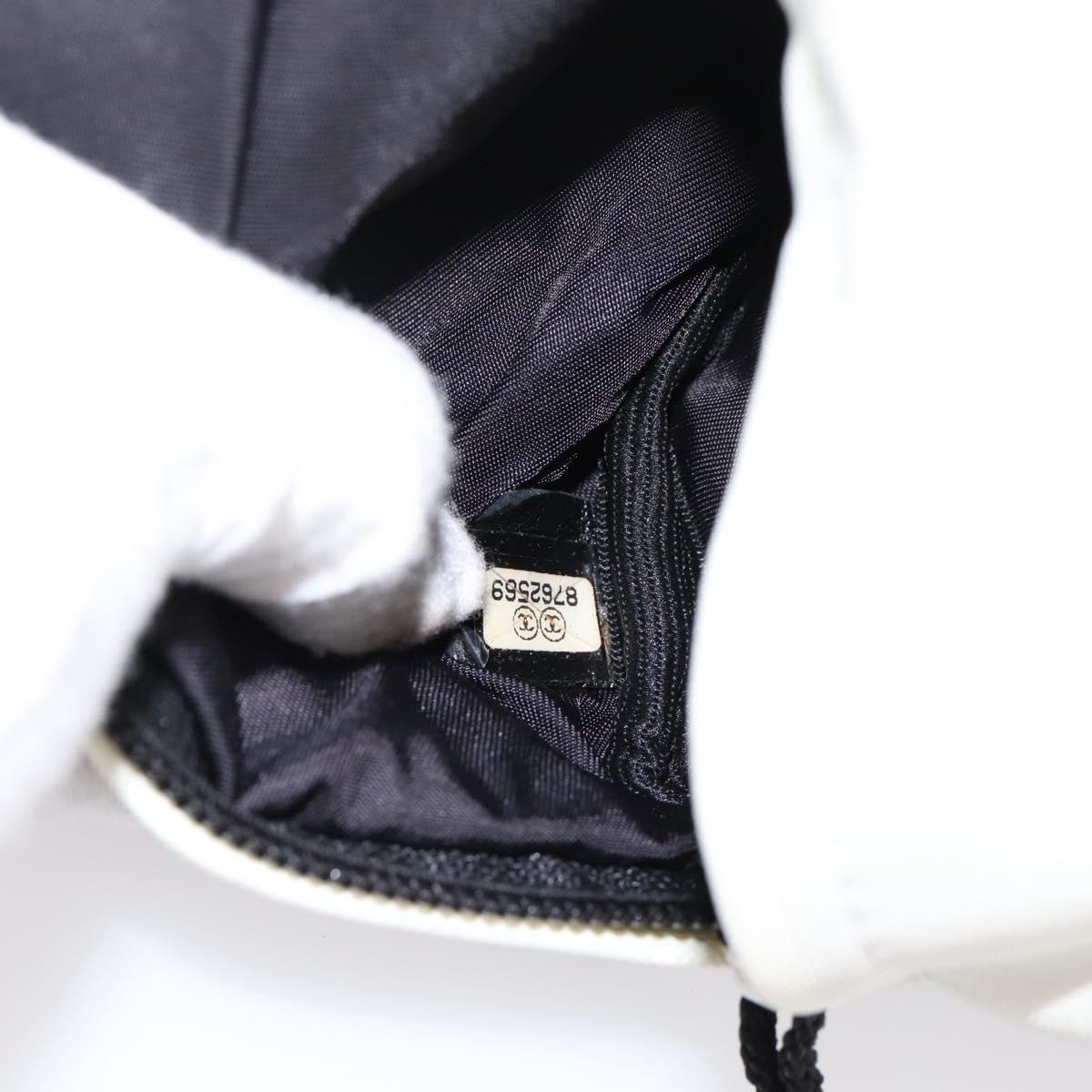 CHANEL Sports Drink Holder Nylon White Black CC Auth ka5764A
