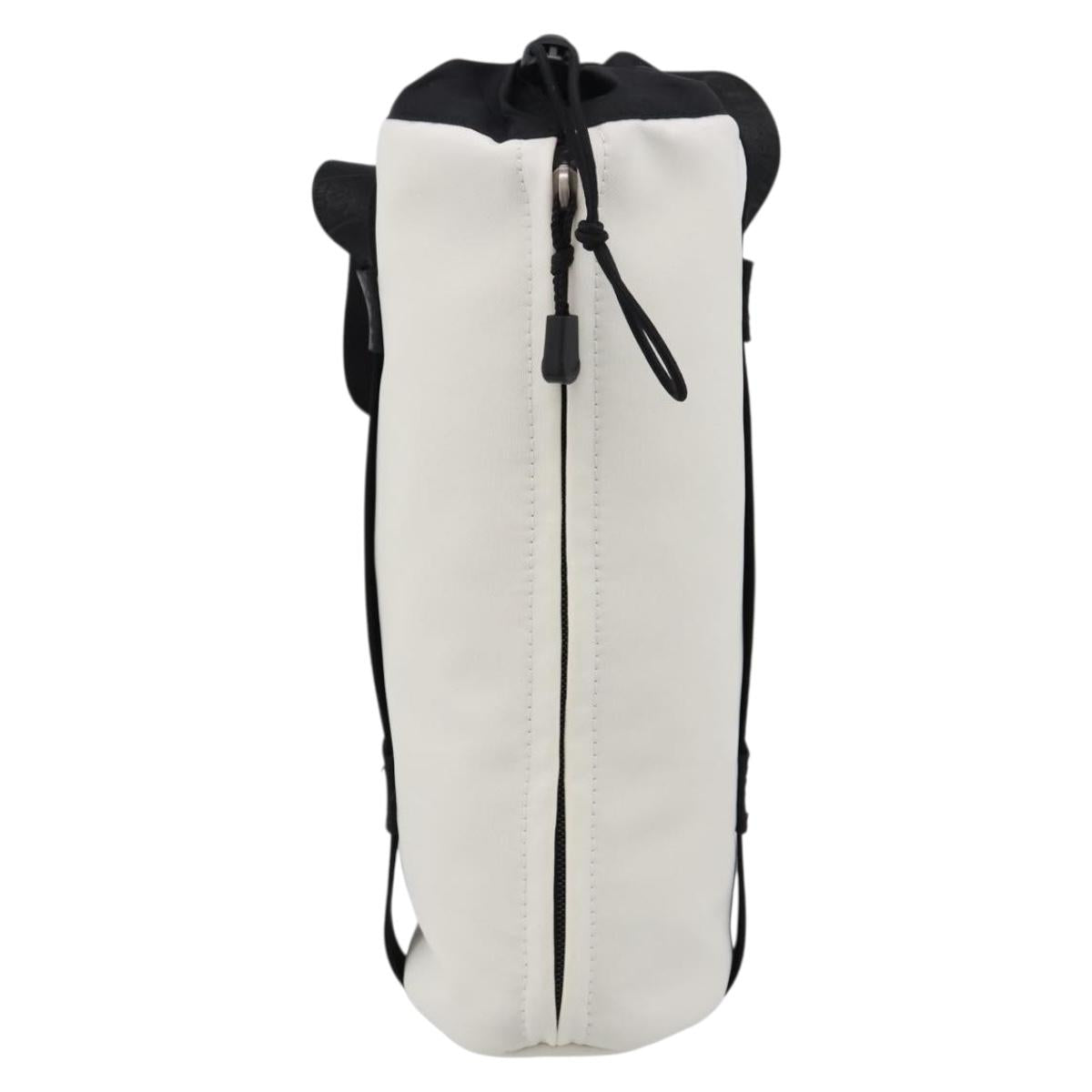 CHANEL Sports Drink Holder Nylon White Black CC Auth ka5764A