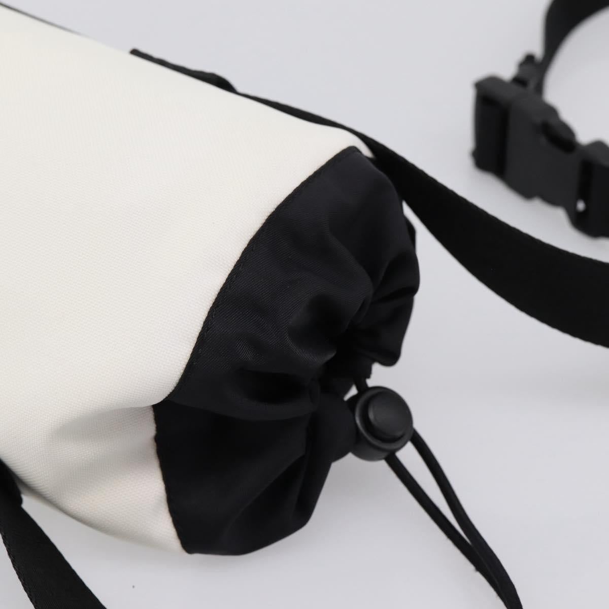 CHANEL Sports Drink Holder Nylon White Black CC Auth ka5764A