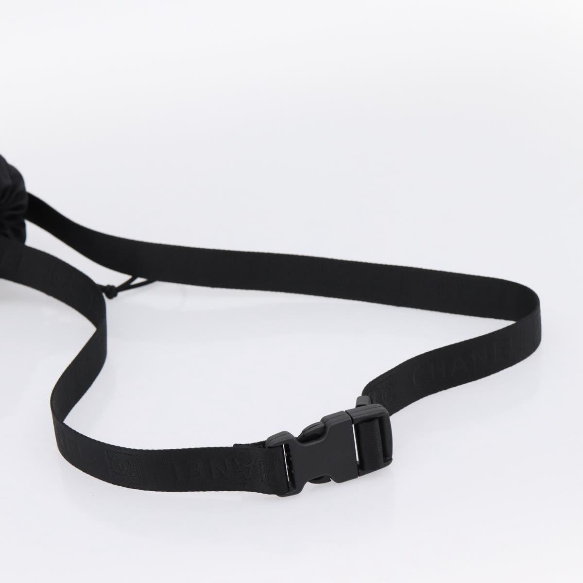 CHANEL Sports Drink Holder Nylon White Black CC Auth ka5764A