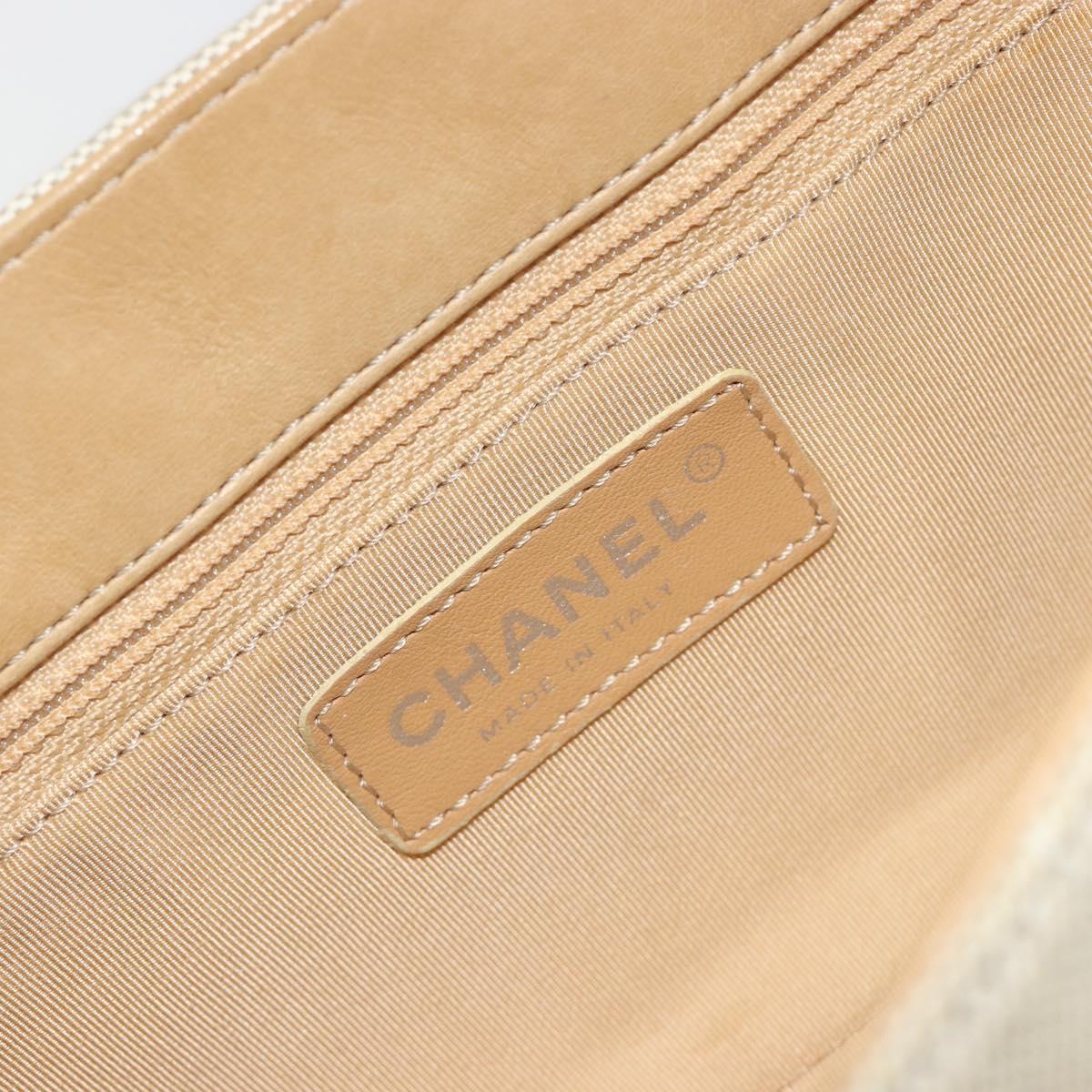 CHANEL No. 5 Camellia COCO Mark Chain Bag Canvas Beige Silver CC Auth ka5765A