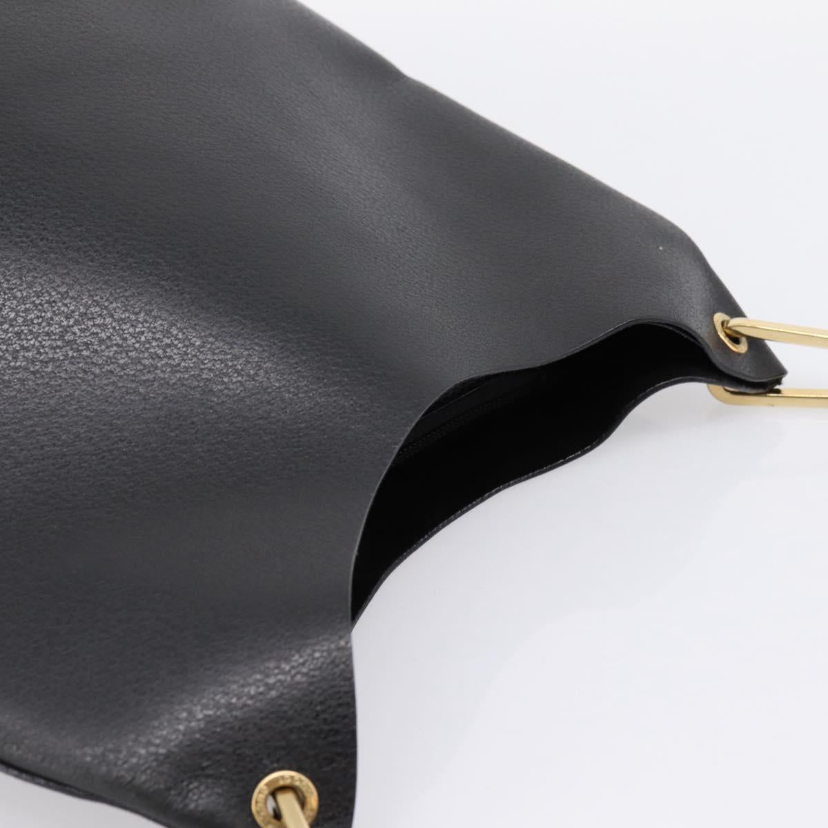 GUCCI Bamboo Shoulder Bag Leather Black Gold 001 1013 1881 Auth ka5766