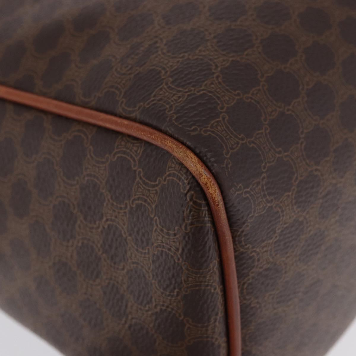 CELINE Macadam Canvas Hand Bag PVC Leather Brown Gold Auth ka5768A