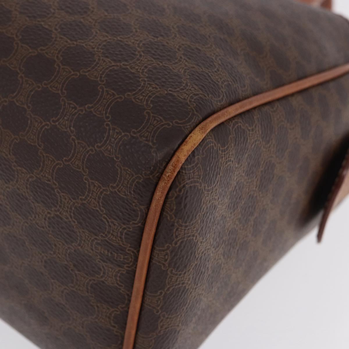 CELINE Macadam Canvas Hand Bag PVC Leather Brown Gold Auth ka5768A