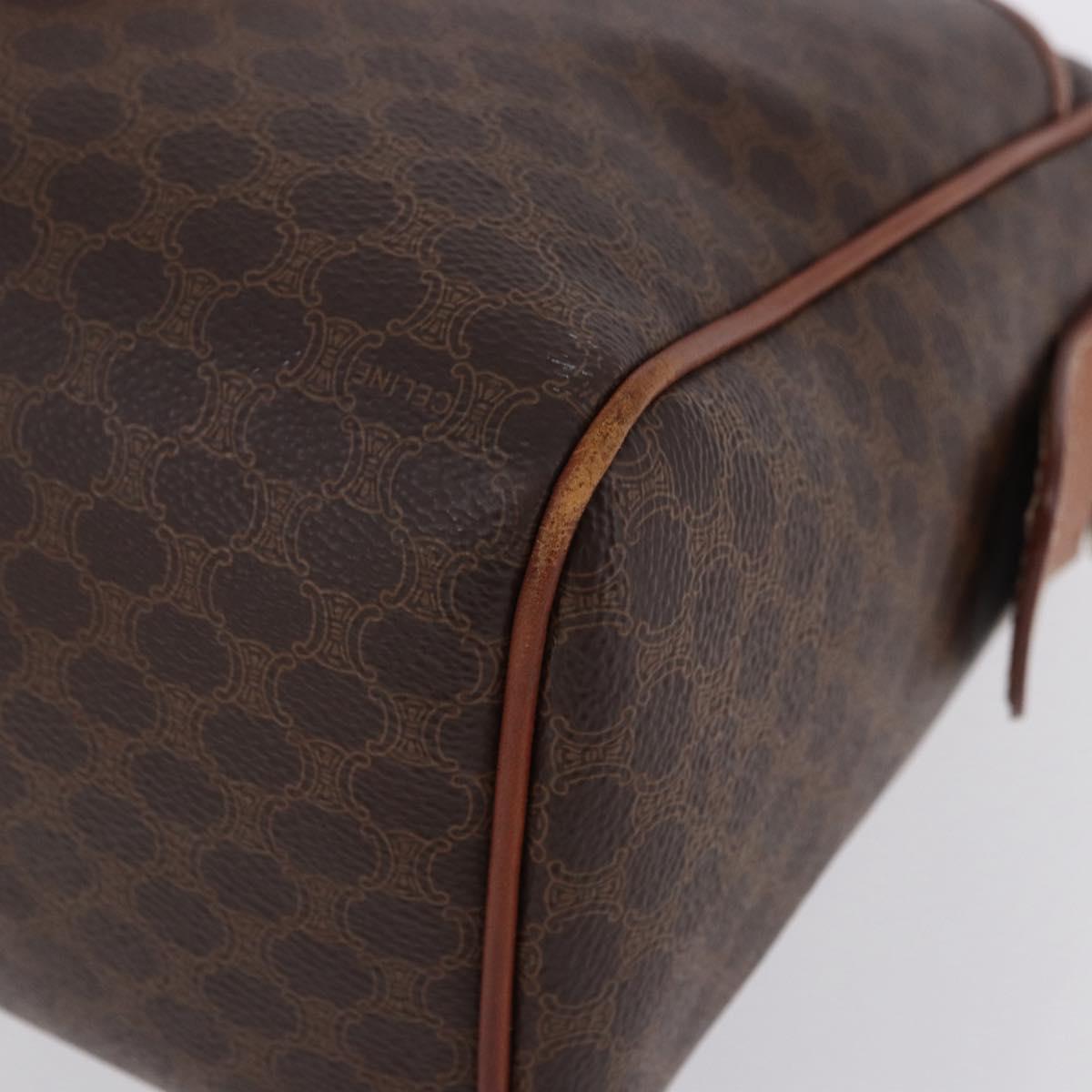 CELINE Macadam Canvas Hand Bag PVC Leather Brown Gold Auth ka5768A