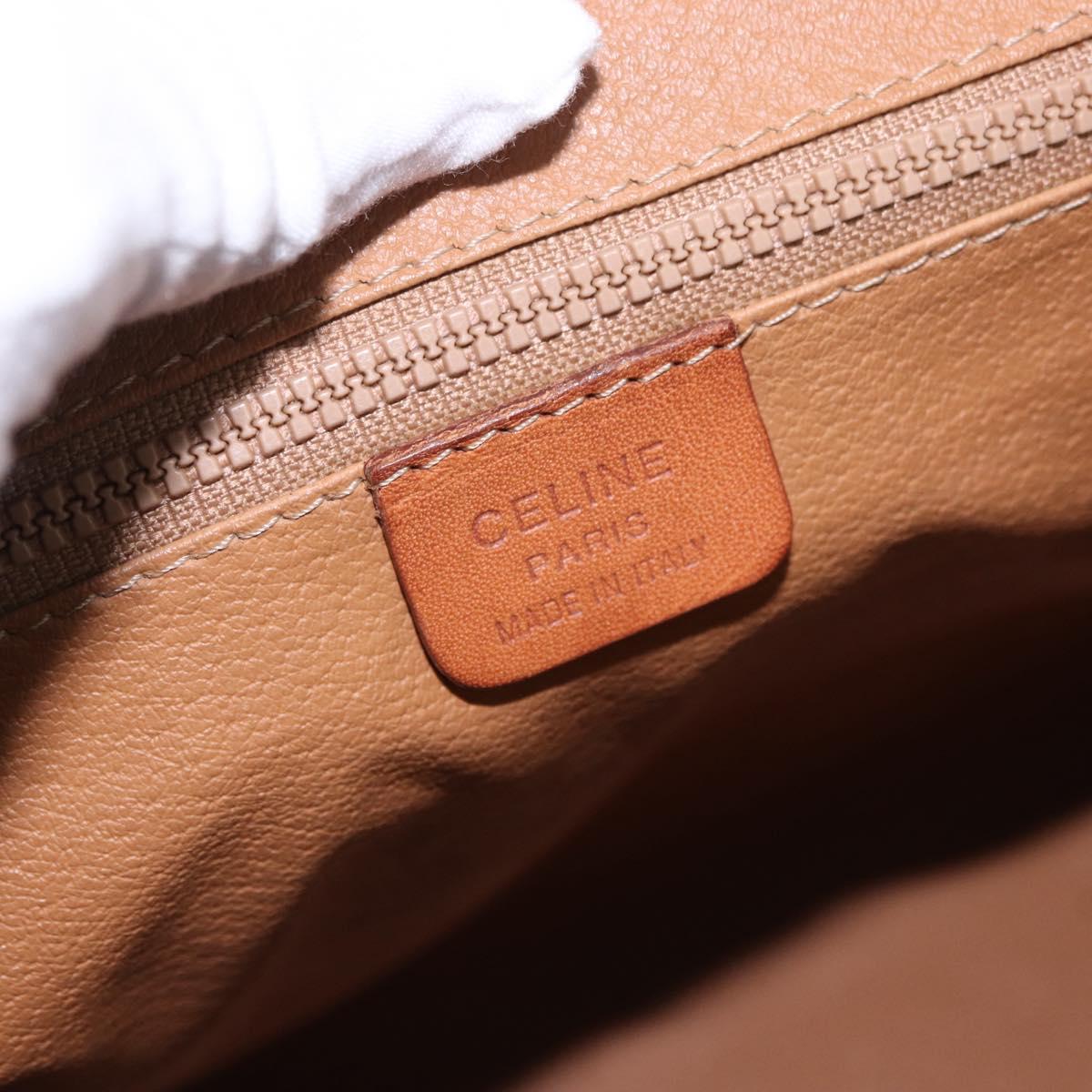 CELINE Macadam Canvas Hand Bag PVC Leather Brown Gold Auth ka5768A