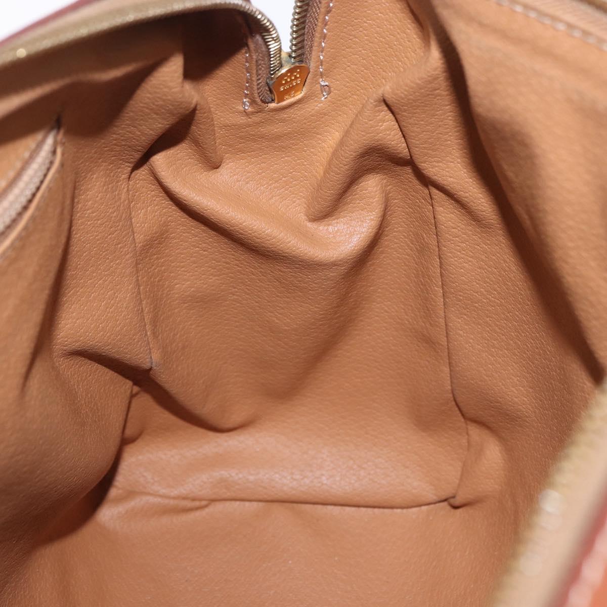 CELINE Macadam Canvas Hand Bag PVC Leather Brown Gold Auth ka5768A