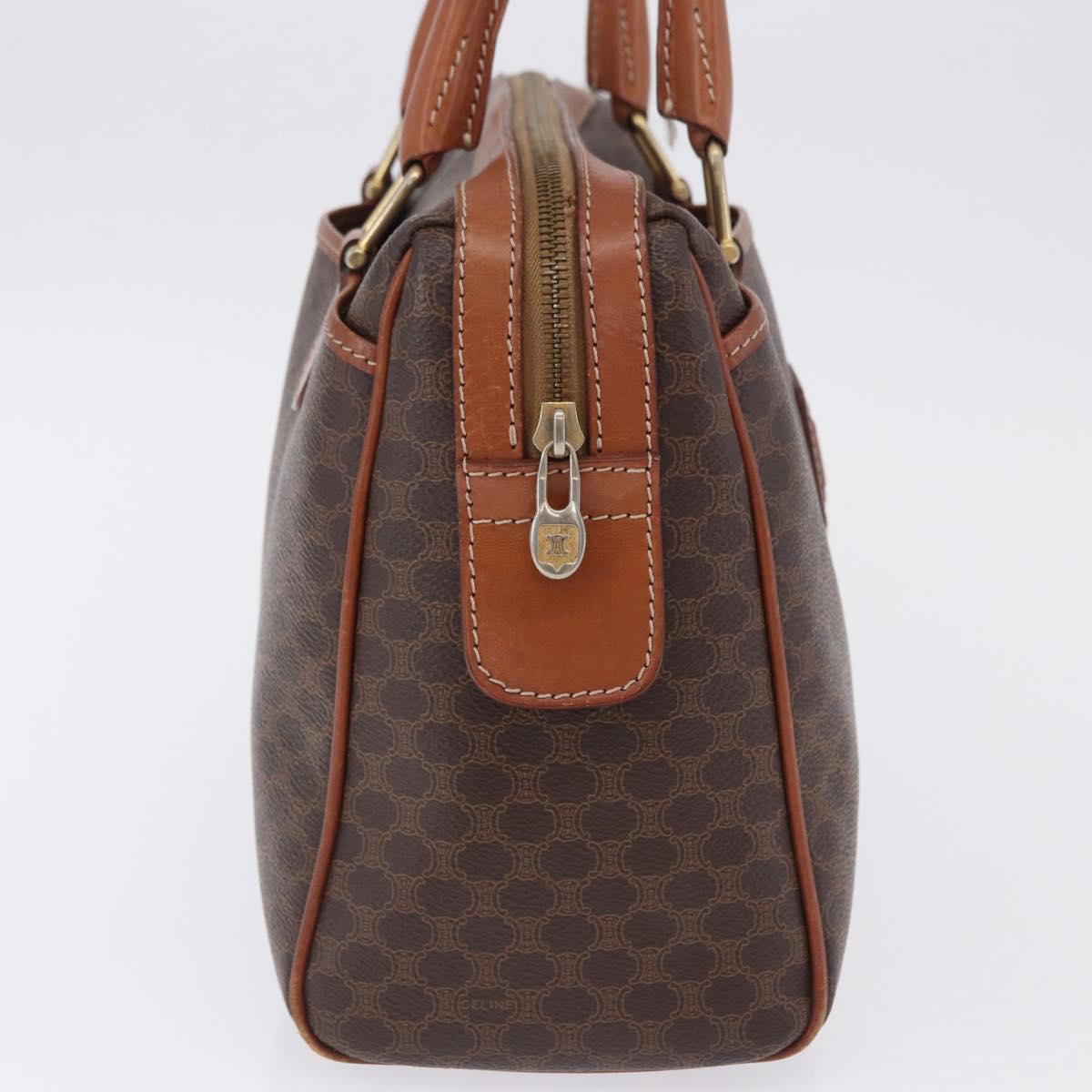 CELINE Macadam Canvas Hand Bag PVC Leather Brown Gold Auth ka5768A