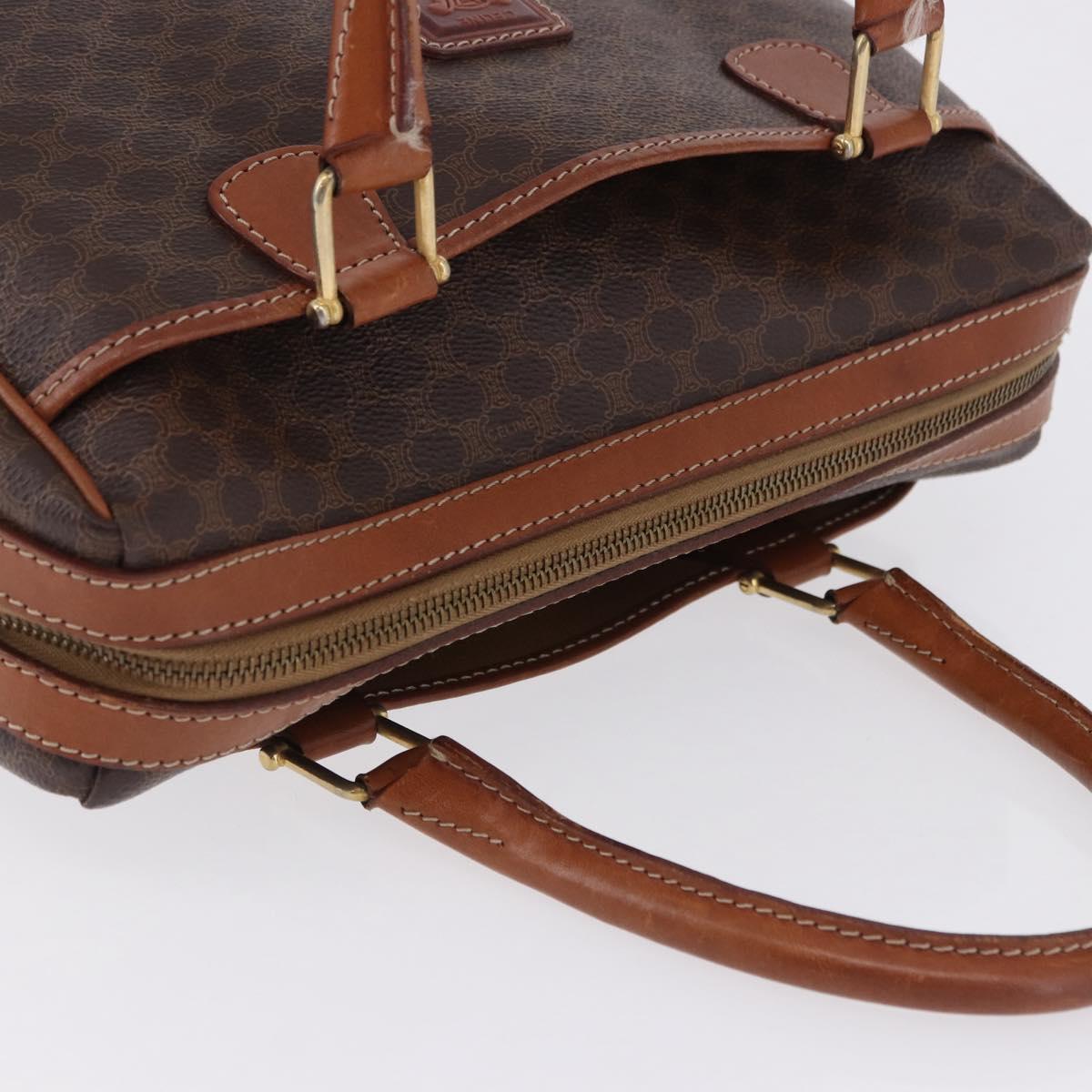 CELINE Macadam Canvas Hand Bag PVC Leather Brown Gold Auth ka5768A