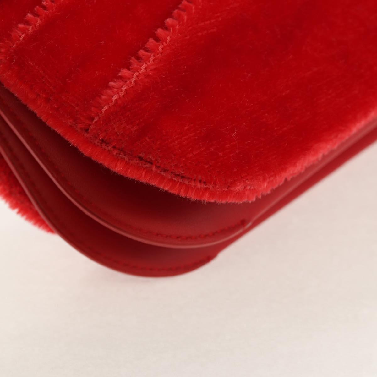 LOEWE Chain Goya Shoulder Bag Leather Red Gold Auth ka576M