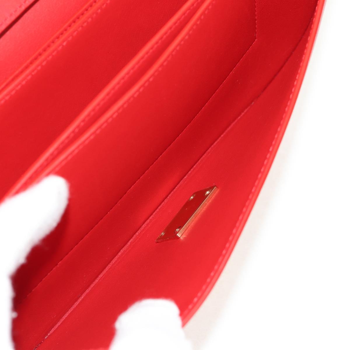 LOEWE Chain Goya Shoulder Bag Leather Red Gold Auth ka576M