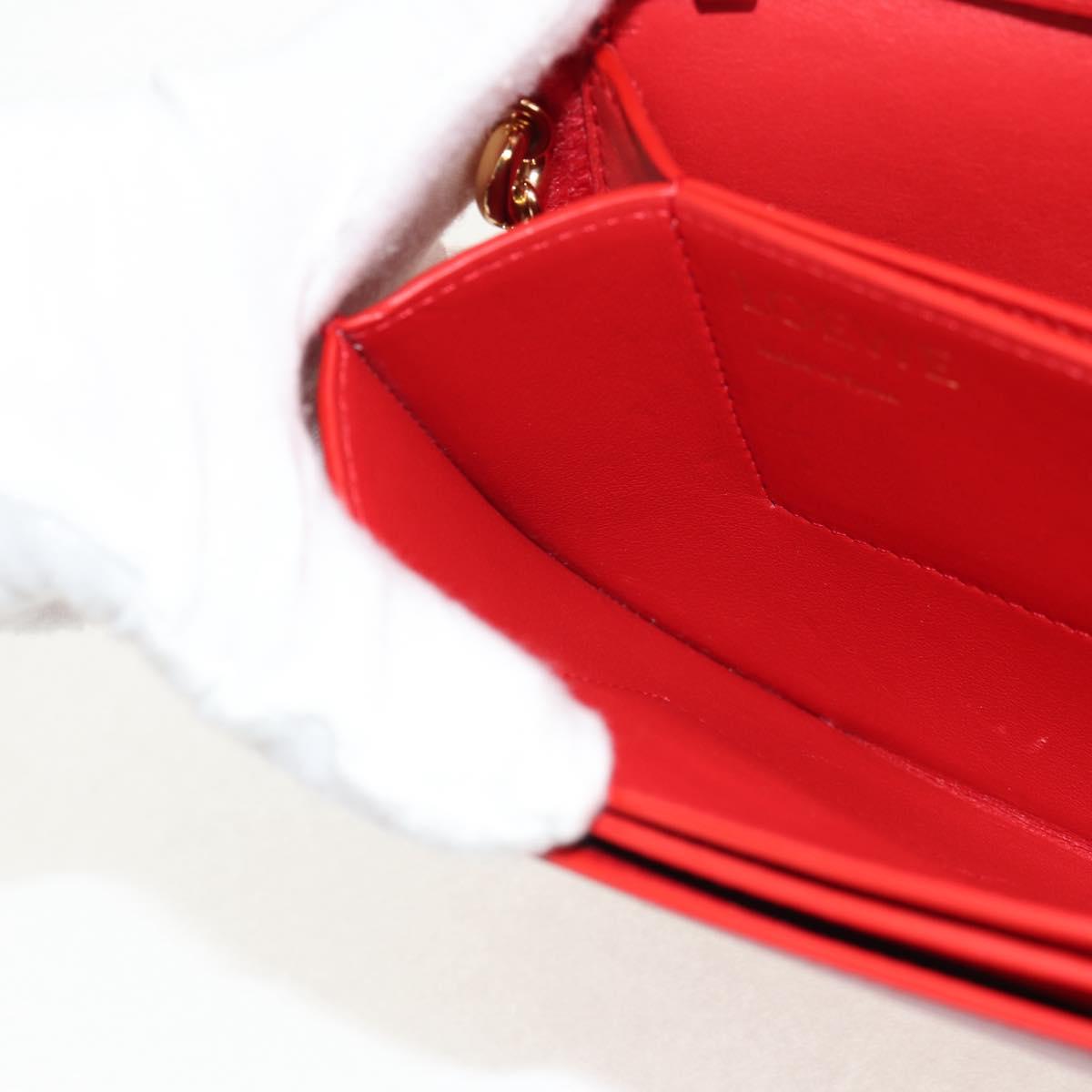 LOEWE Chain Goya Shoulder Bag Leather Red Gold Auth ka576M