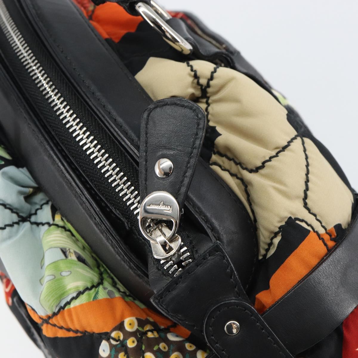 Salvatore Ferragamo Hand Bag Nylon Black Silver Auth ka577