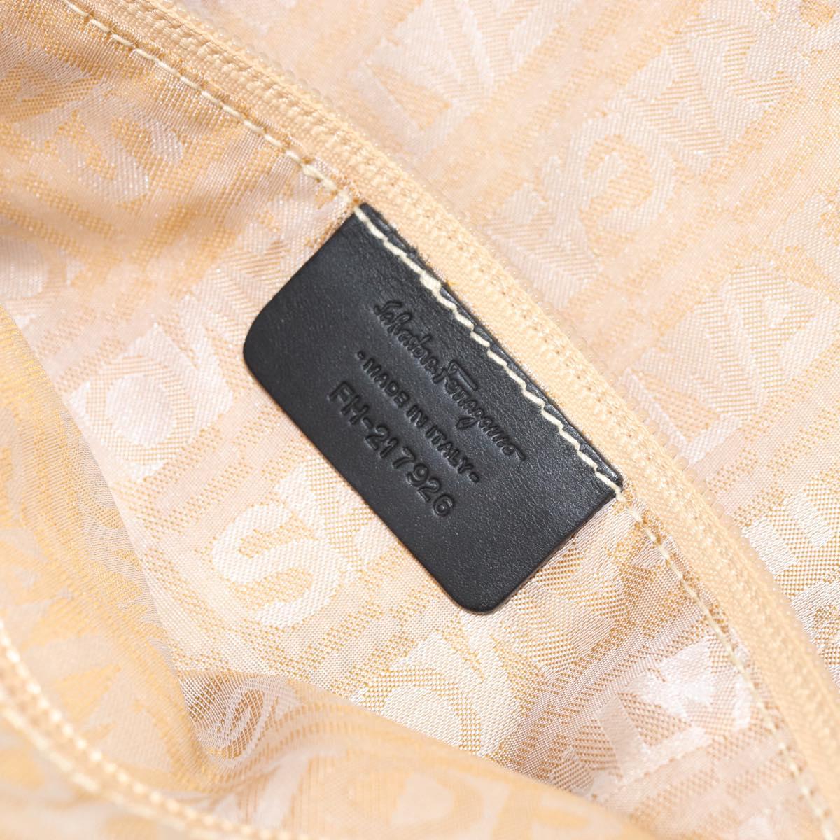 Salvatore Ferragamo Hand Bag Nylon Black Silver Auth ka577