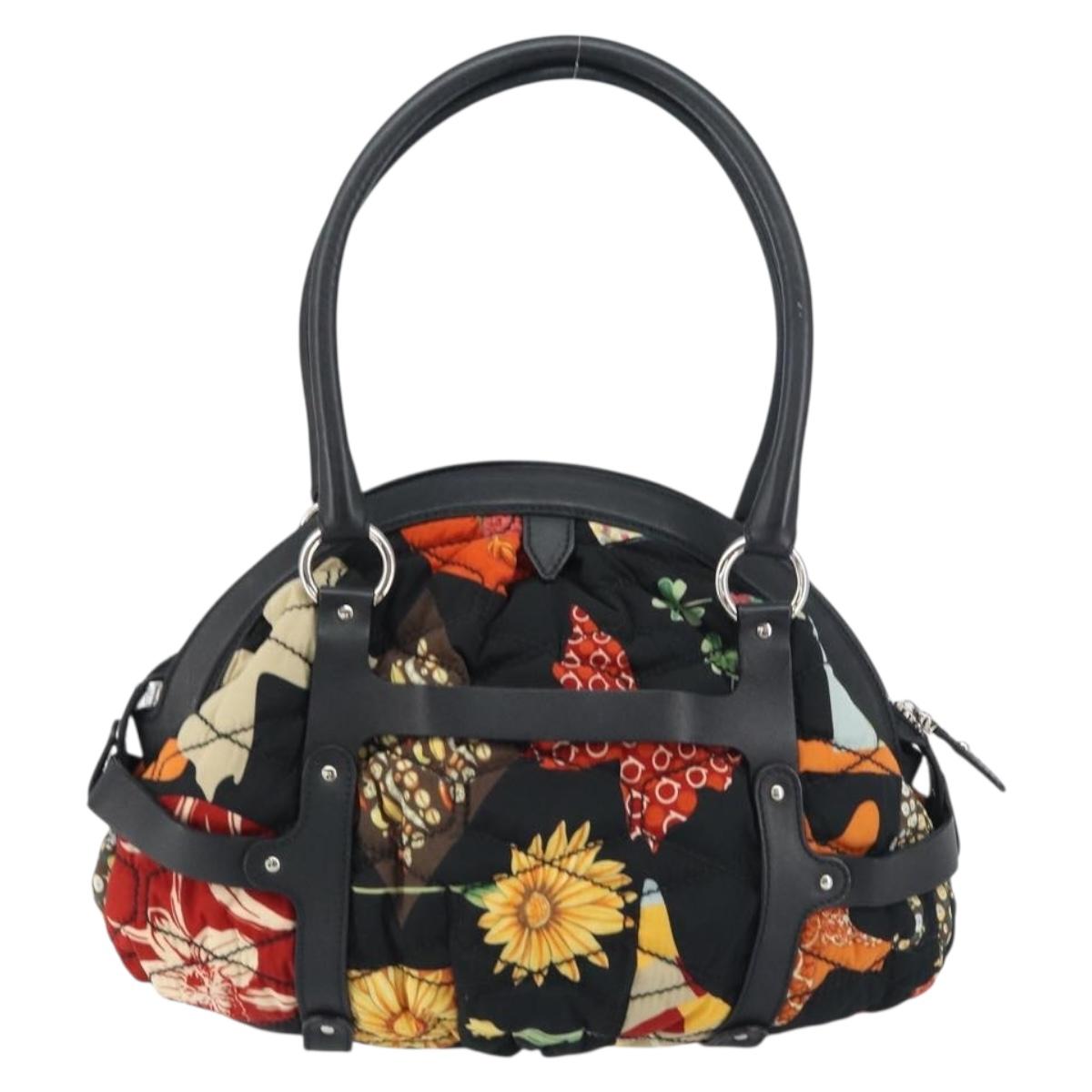 Salvatore Ferragamo Hand Bag Nylon Black Silver Auth ka577