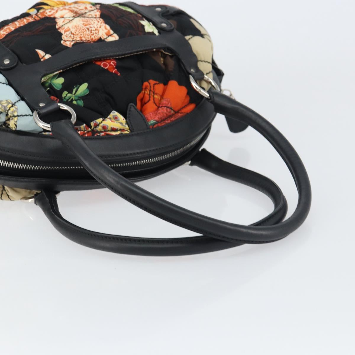 Salvatore Ferragamo Hand Bag Nylon Black Silver Auth ka577