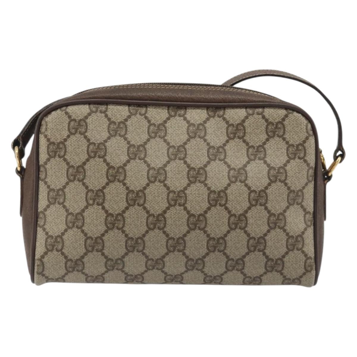 GUCCI GG Supreme Web Sherry Line Bag PVC Beige Gold 116 02 089 Auth ka5771