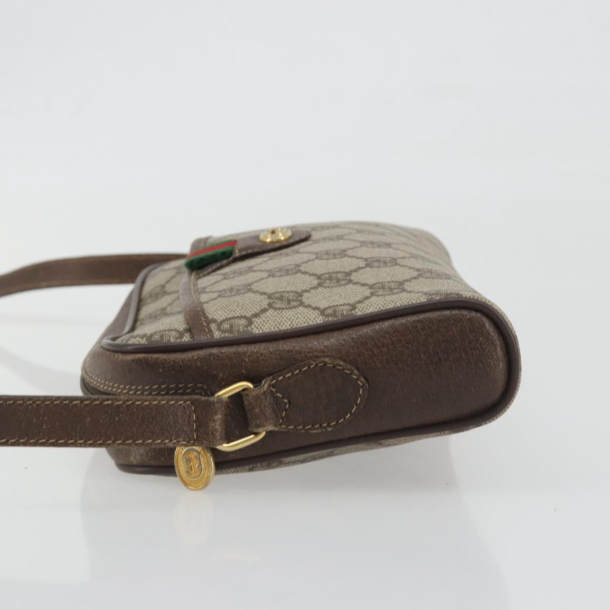 GUCCI GG Supreme Web Sherry Line Bag PVC Beige Gold 116 02 089 Auth ka5771