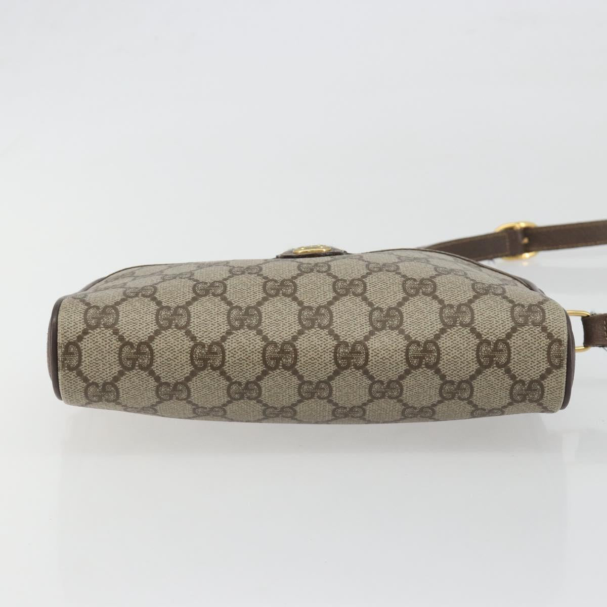 GUCCI GG Supreme Web Sherry Line Bag PVC Beige Gold 116 02 089 Auth ka5771