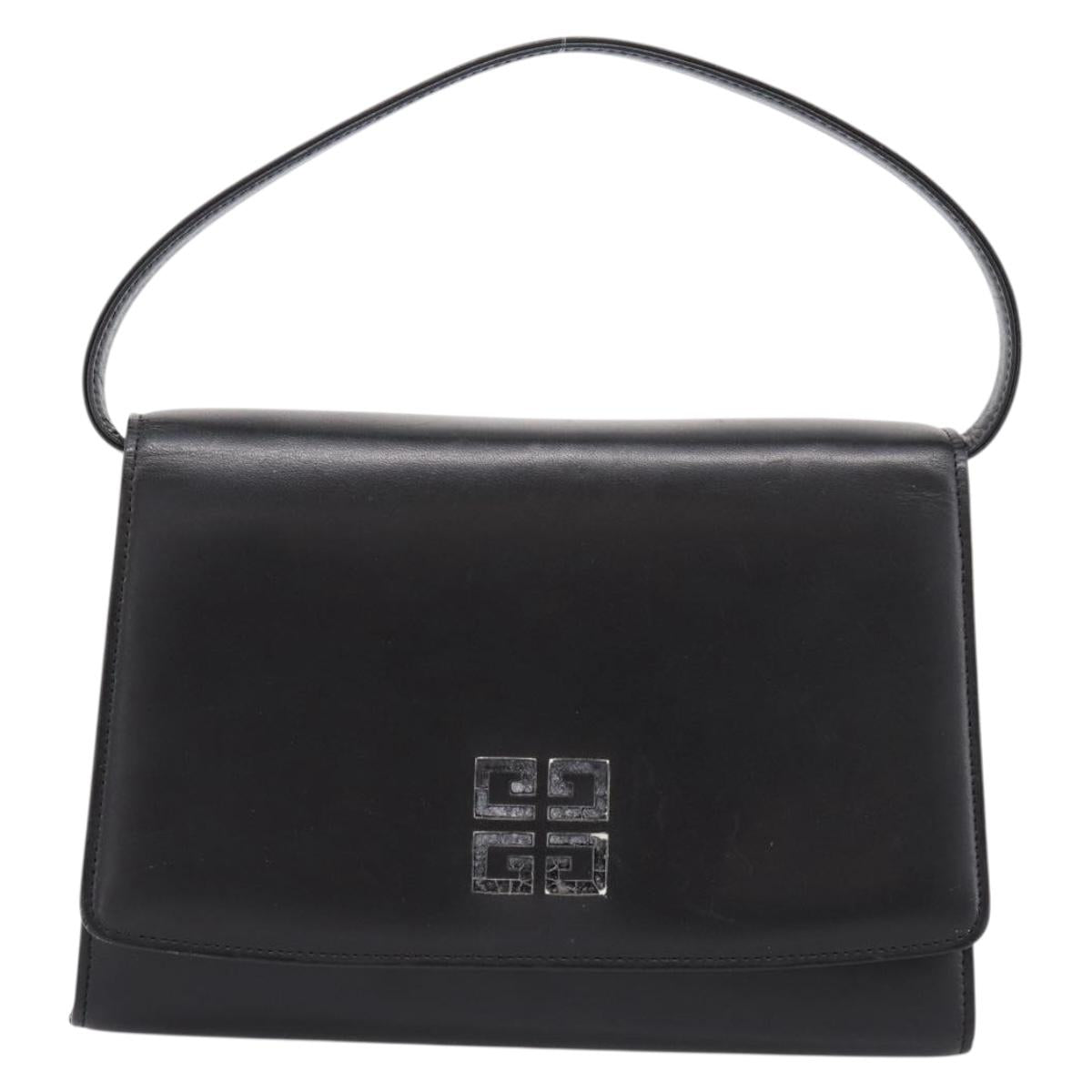 GIVENCHY Hand Bag Leather Black Auth ka5773A