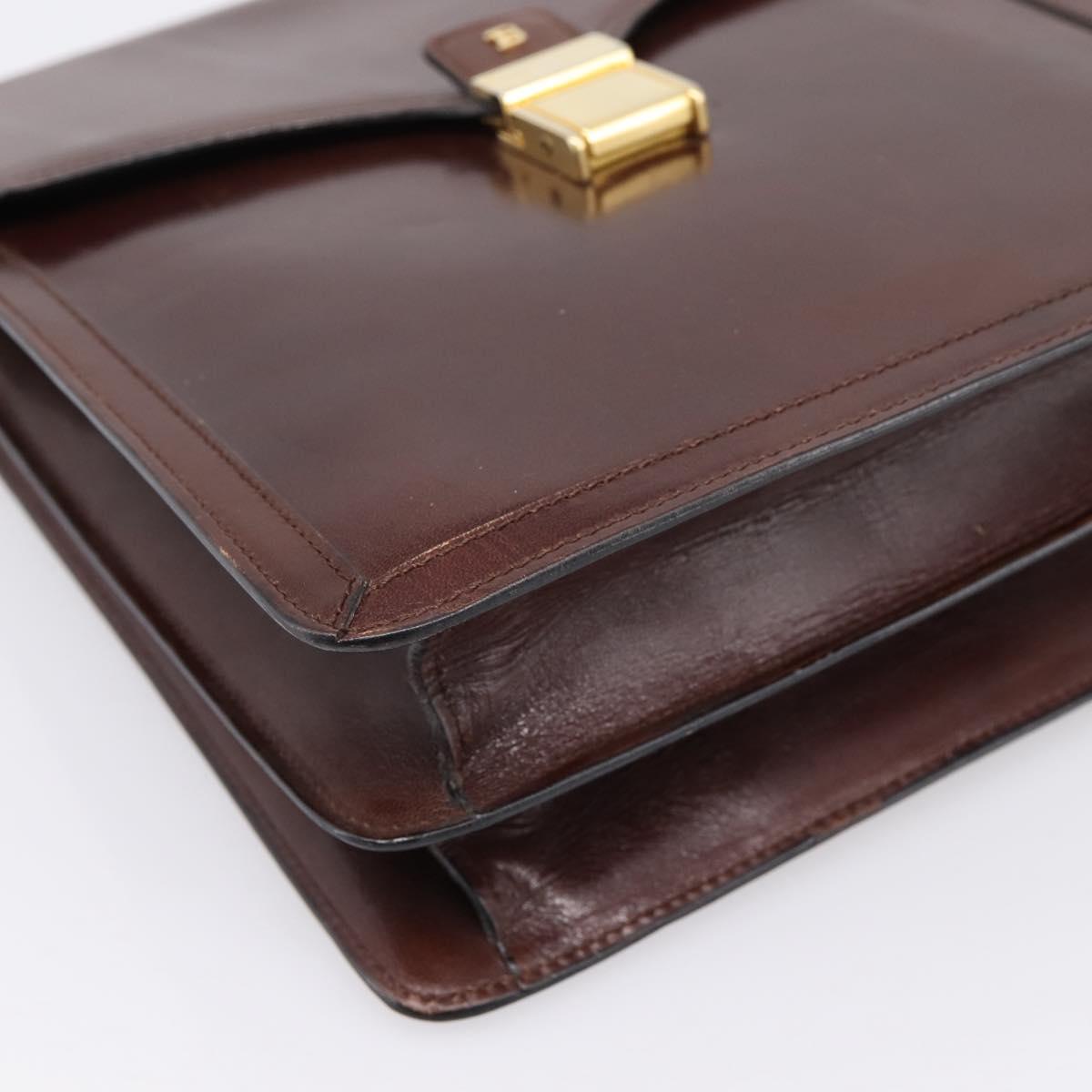 BALLY Shoulder Bag Leather Brown Gold Auth ka5774