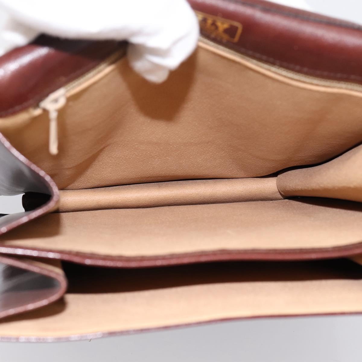 BALLY Shoulder Bag Leather Brown Gold Auth ka5774