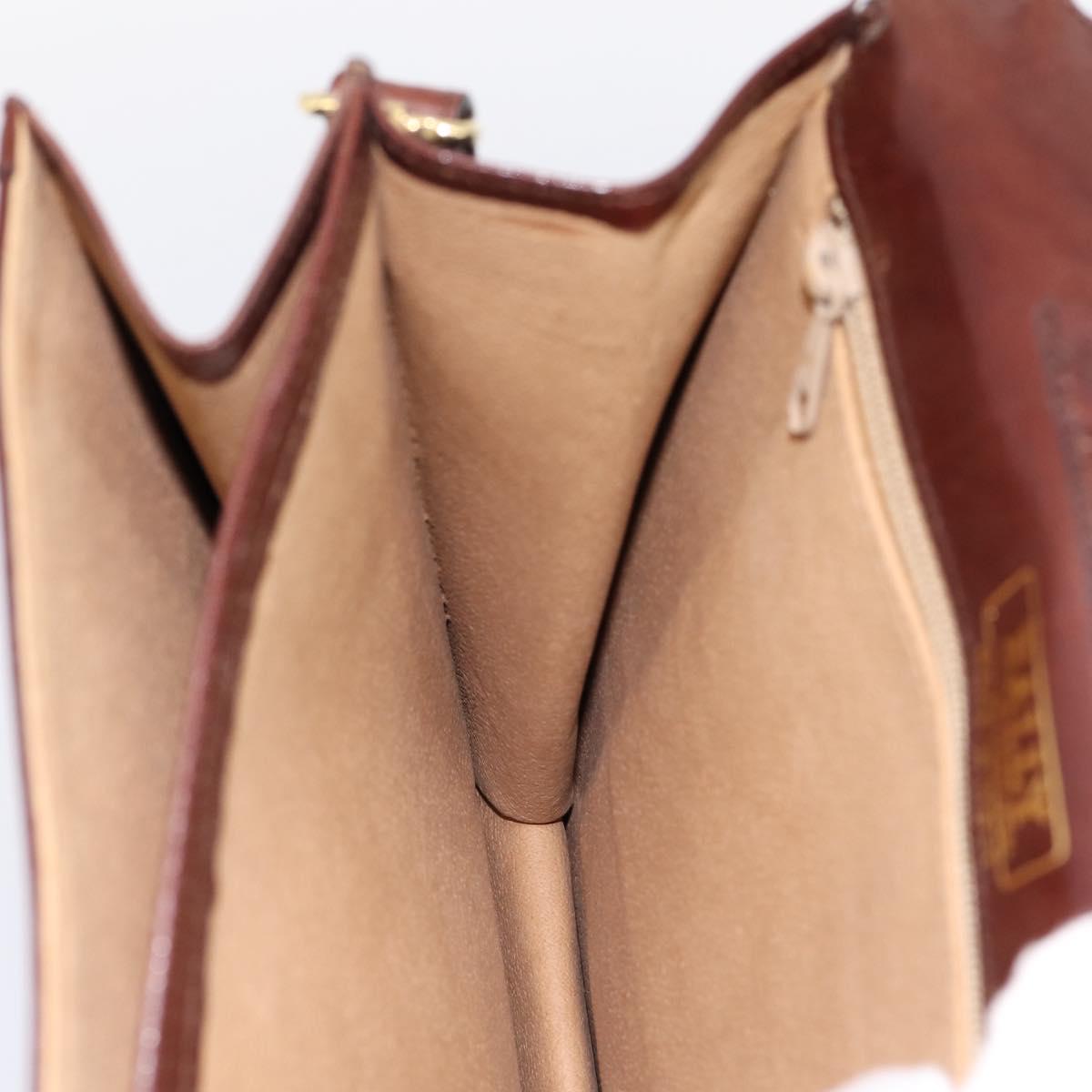 BALLY Shoulder Bag Leather Brown Gold Auth ka5774