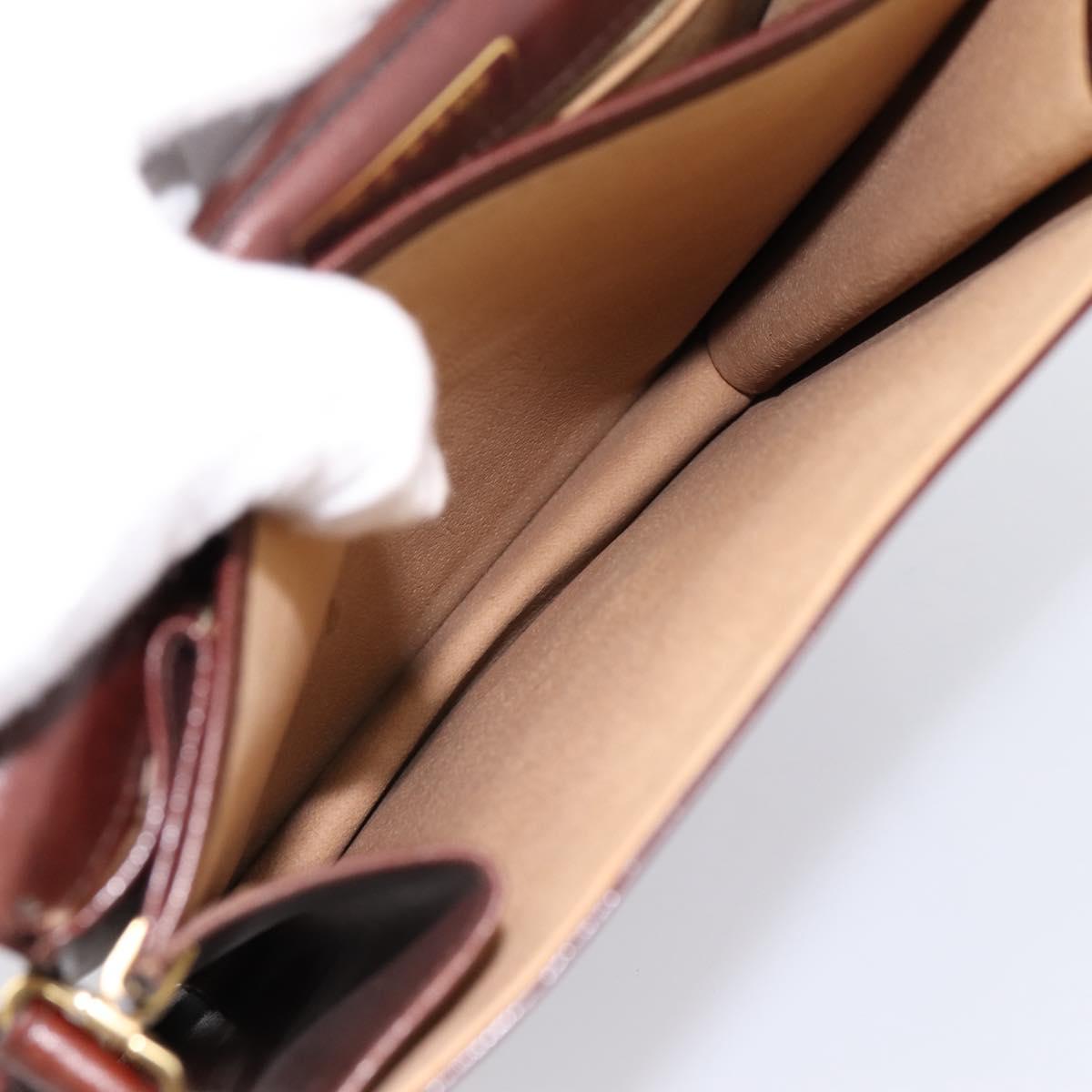 BALLY Shoulder Bag Leather Brown Gold Auth ka5774