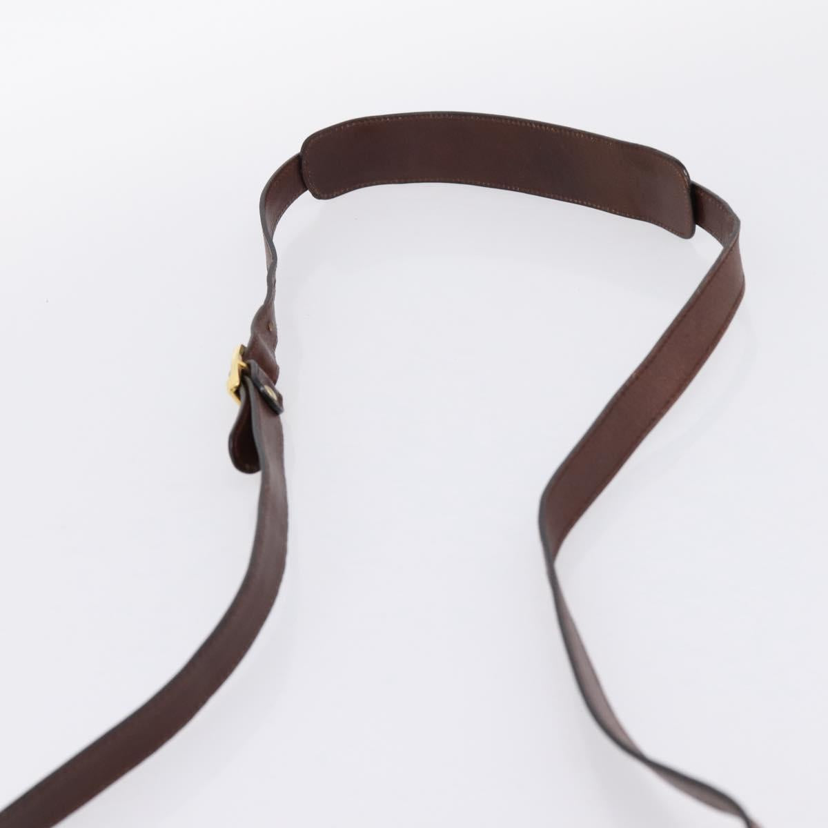 BALLY Shoulder Bag Leather Brown Gold Auth ka5774