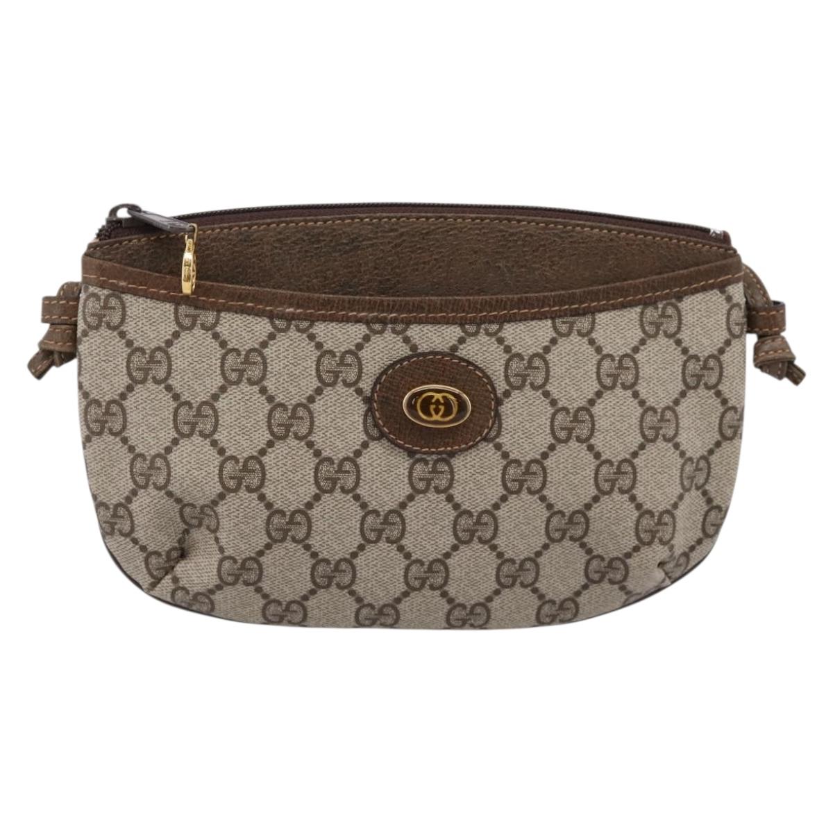 GUCCI GG Supreme Shoulder Bag PVC Beige Gold 39 001 4643 Auth ka5775