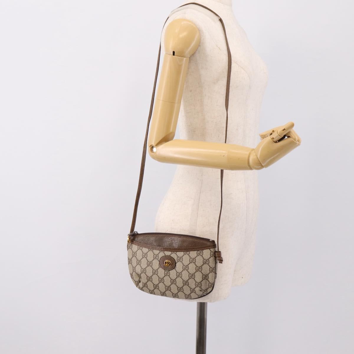 GUCCI GG Supreme Shoulder Bag PVC Beige Gold 39 001 4643 Auth ka5775