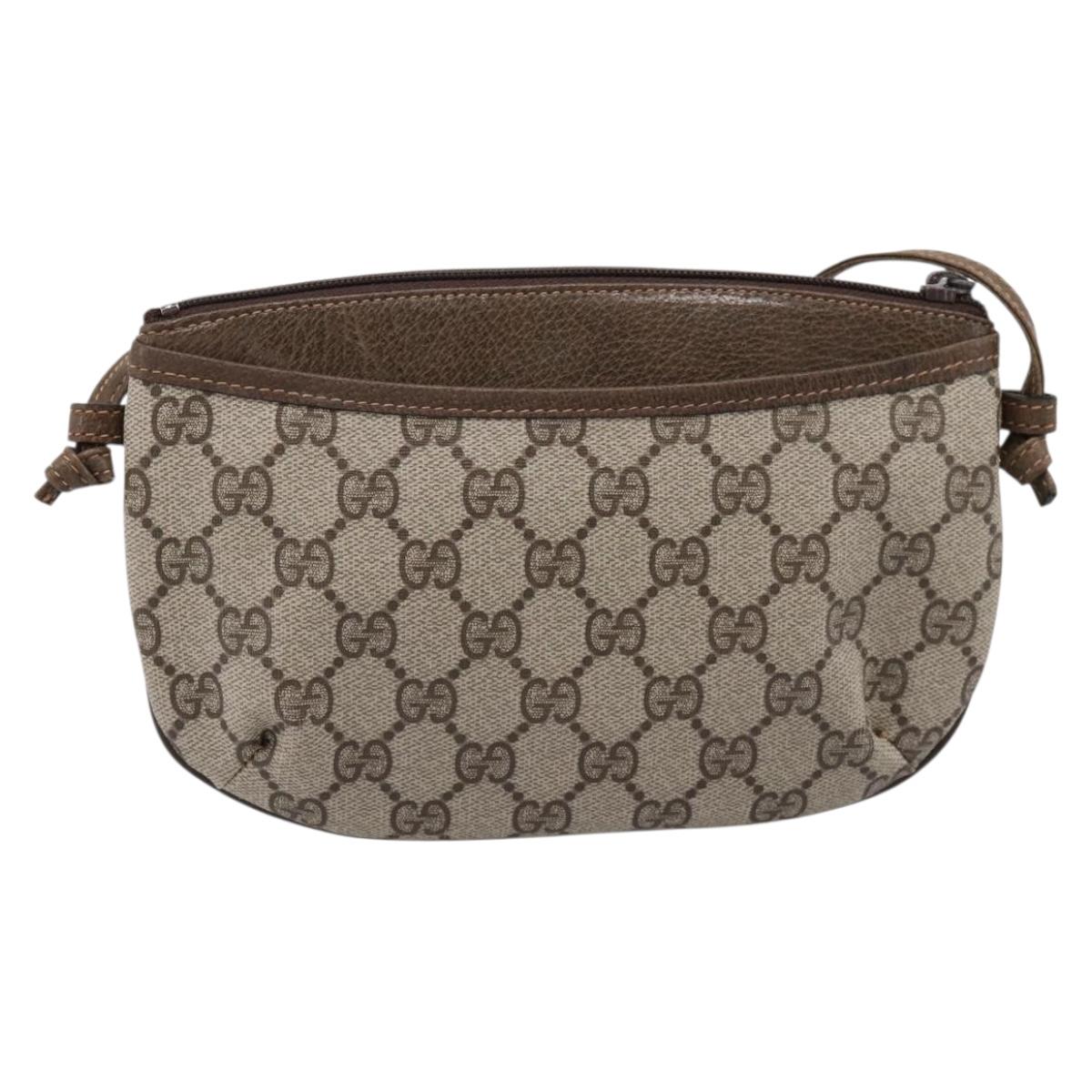 GUCCI GG Supreme Shoulder Bag PVC Beige Gold 39 001 4643 Auth ka5775