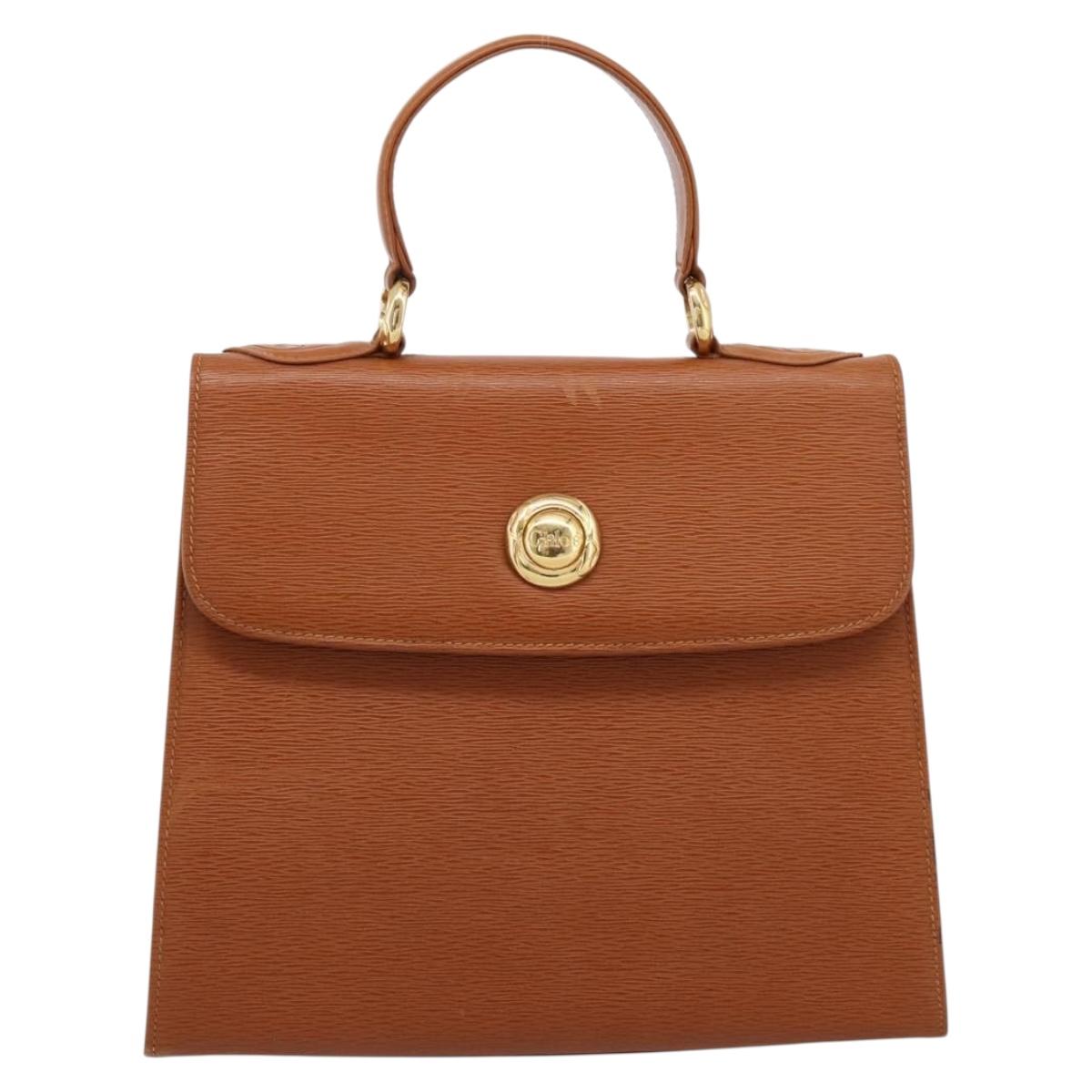 Chloe Hand Bag Leather Brown Gold Auth ka5776A