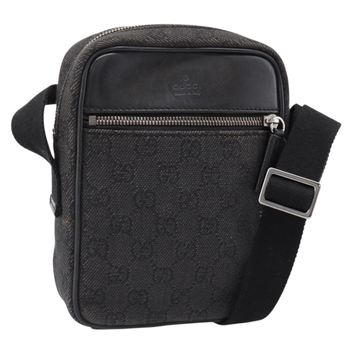 GUCCI GG Canvas Shoulder Bag Black Silver 101680 Auth ka5778