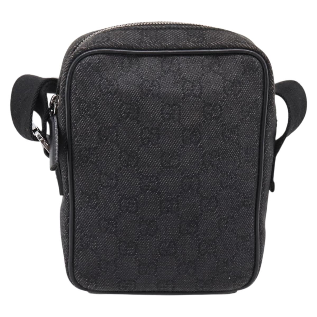 GUCCI GG Canvas Shoulder Bag Black Silver 101680 Auth ka5778