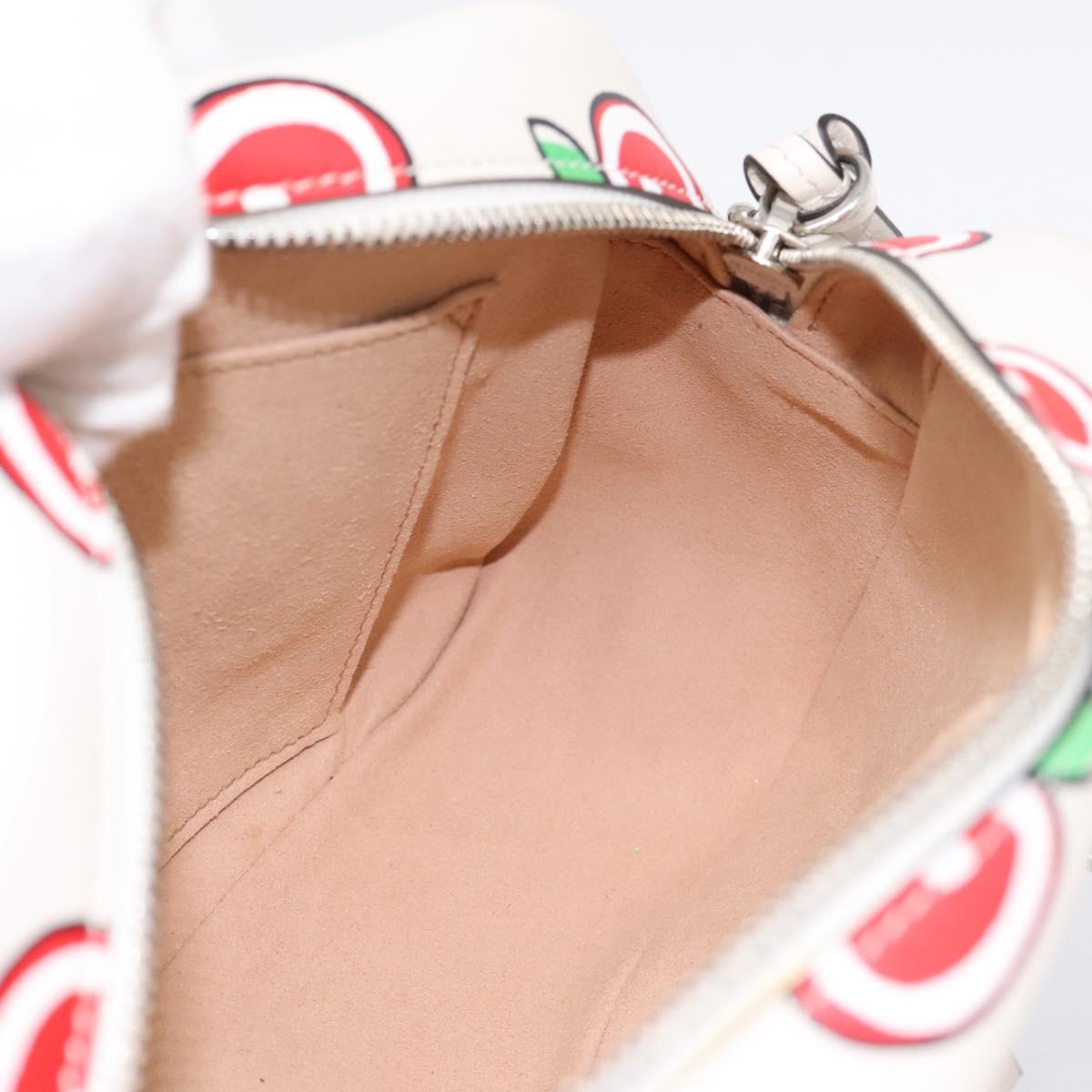 GUCCI GG Marmont Apple Shoulder Bag Leather White Silver 447632 Auth ka5779M