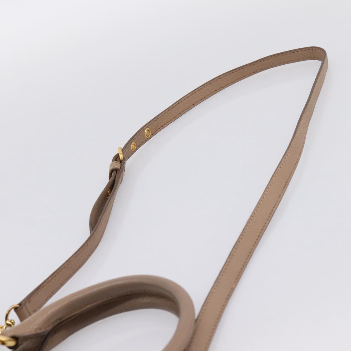 Miu Miu Hand Bag Leather 2way Beige Gold Auth ka5783A