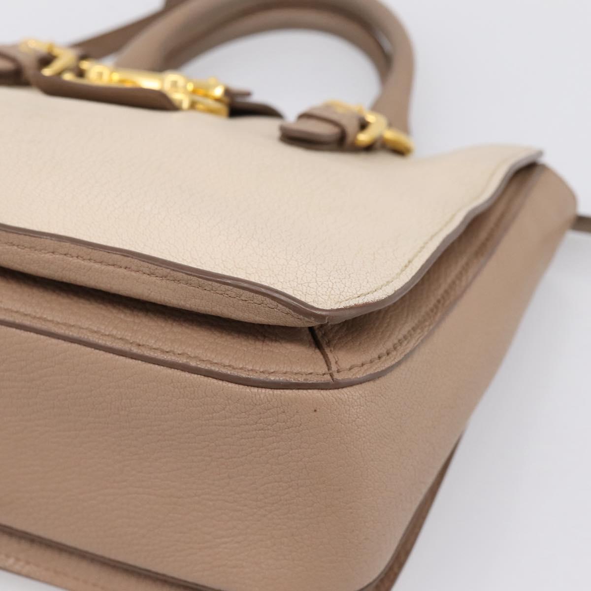 Miu Miu Hand Bag Leather 2way Beige Gold Auth ka5783A