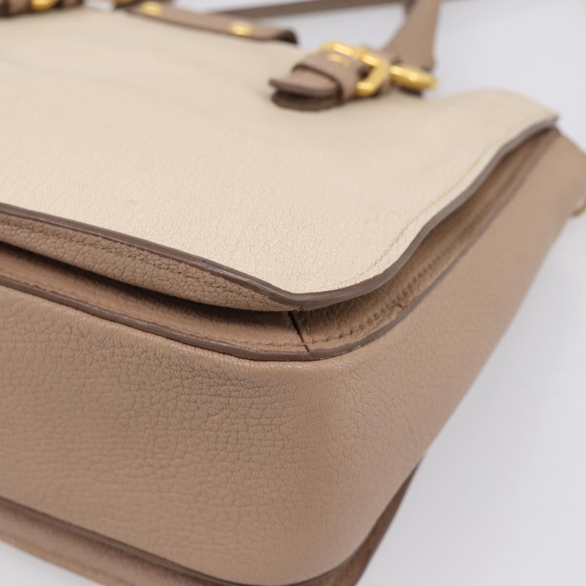 Miu Miu Hand Bag Leather 2way Beige Gold Auth ka5783A