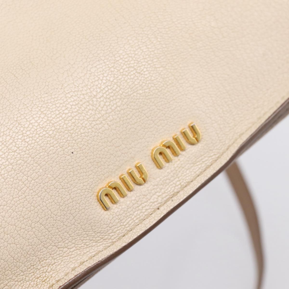 Miu Miu Hand Bag Leather 2way Beige Gold Auth ka5783A