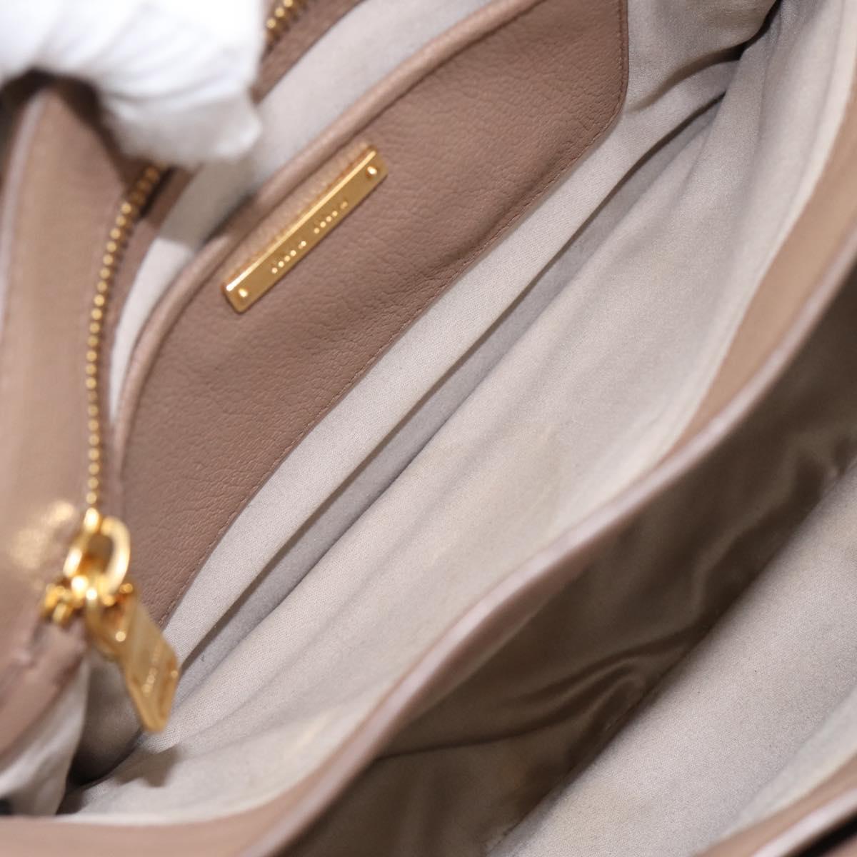 Miu Miu Hand Bag Leather 2way Beige Gold Auth ka5783A