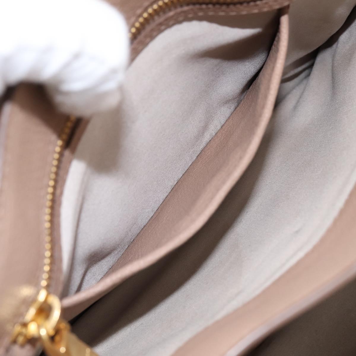 Miu Miu Hand Bag Leather 2way Beige Gold Auth ka5783A